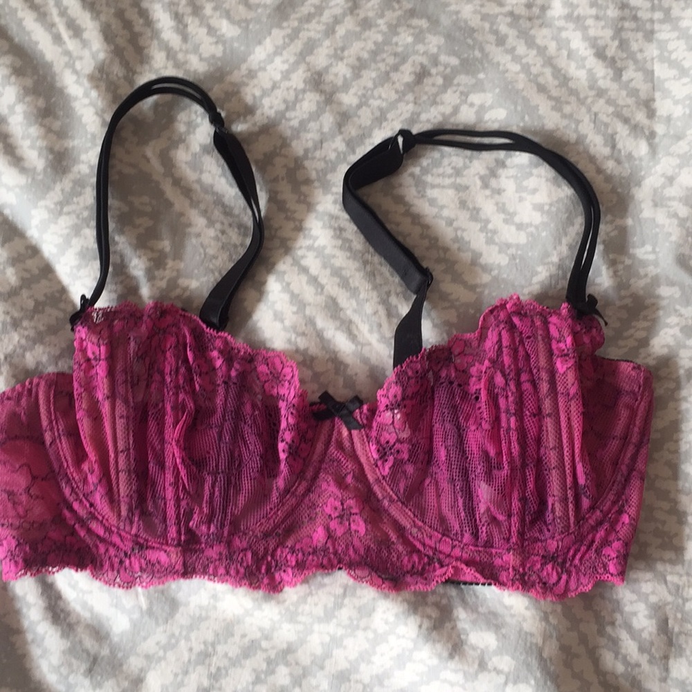 Pink and black lace very sexy bra